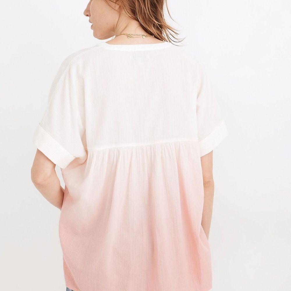Madewell Lakeline PINK Dip Dye Popover Shirt Size M - Picture 4 of 10